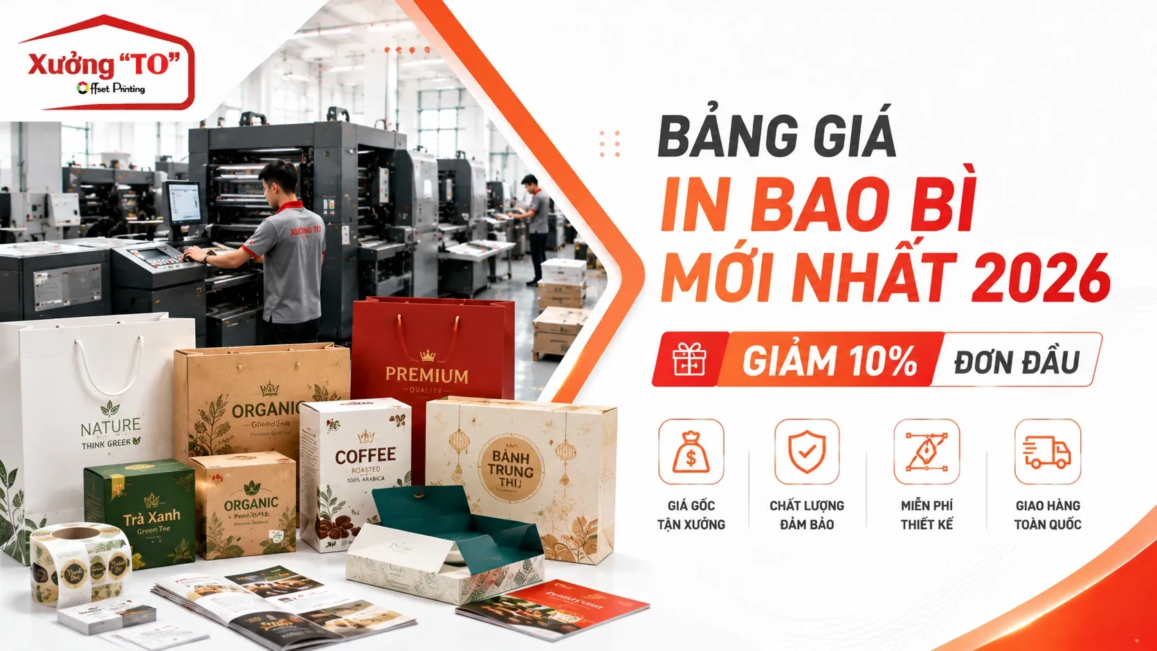 Bảng Giá In Bao Bì Mới Nhất 2026 | Giảm 10% Đơn Đầu